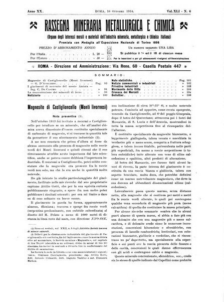 Rassegna mineraria metallurgica e chimica