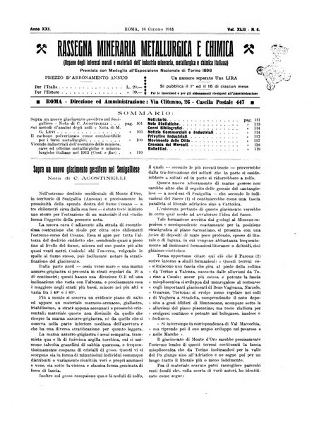 Rassegna mineraria metallurgica e chimica