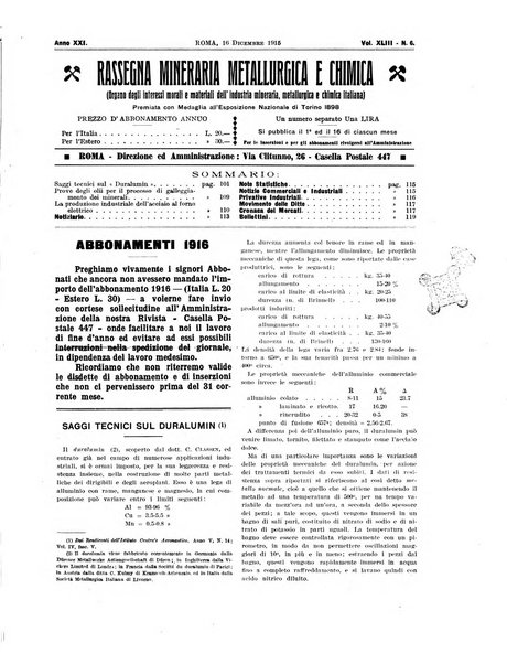 Rassegna mineraria metallurgica e chimica