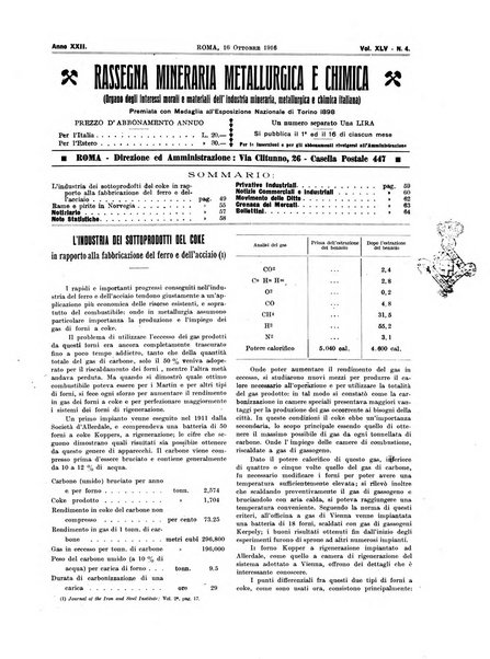 Rassegna mineraria metallurgica e chimica