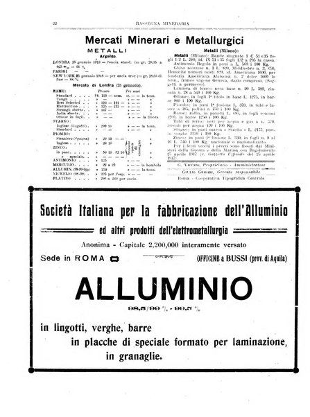 Rassegna mineraria metallurgica e chimica