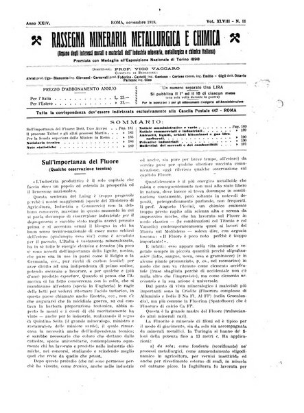 Rassegna mineraria metallurgica e chimica