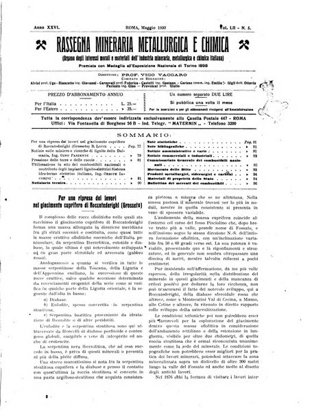 Rassegna mineraria metallurgica e chimica