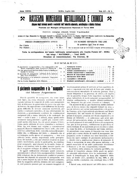 Rassegna mineraria metallurgica e chimica