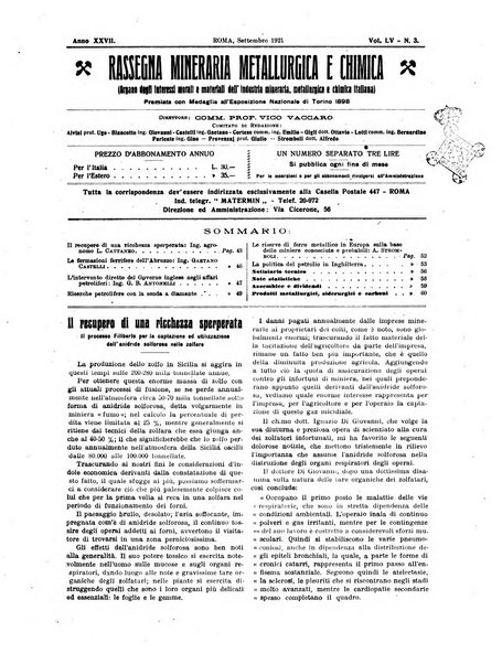 Rassegna mineraria metallurgica e chimica