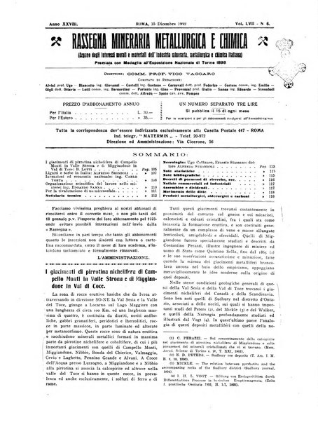 Rassegna mineraria metallurgica e chimica