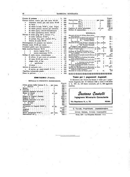 Rassegna mineraria metallurgica e chimica