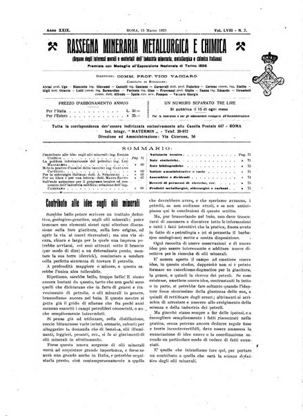 Rassegna mineraria metallurgica e chimica