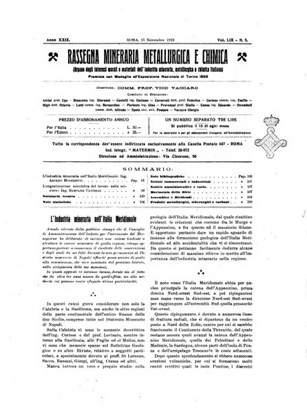 Rassegna mineraria metallurgica e chimica