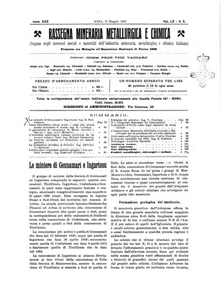 Rassegna mineraria metallurgica e chimica