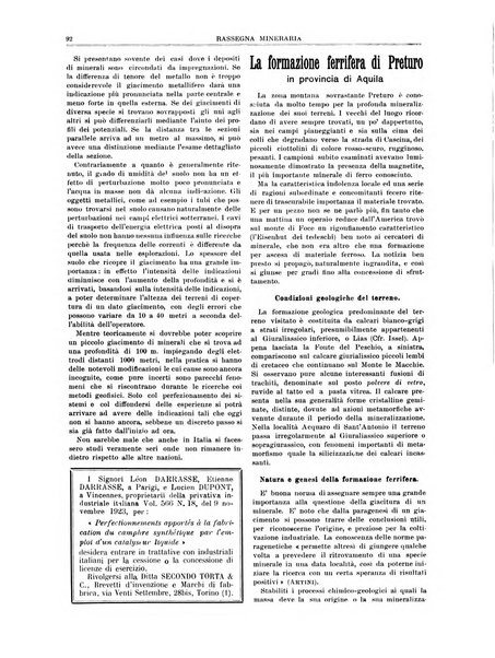 Rassegna mineraria metallurgica e chimica