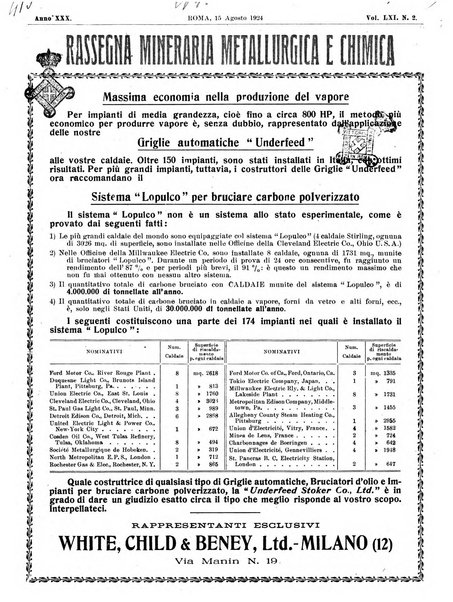 Rassegna mineraria metallurgica e chimica