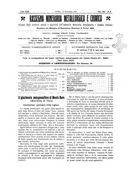 Rassegna mineraria metallurgica e chimica