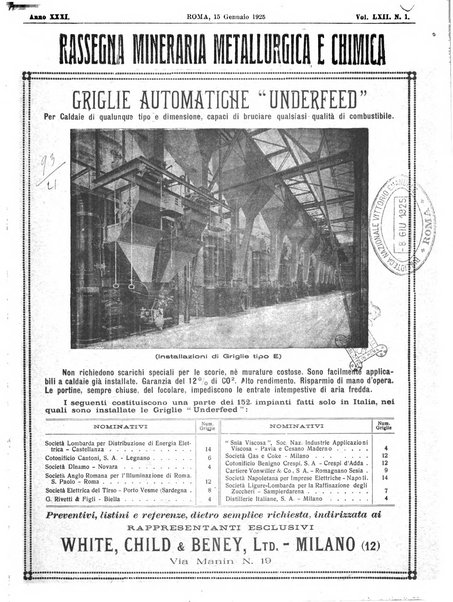 Rassegna mineraria metallurgica e chimica