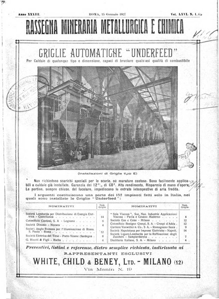 Rassegna mineraria metallurgica e chimica