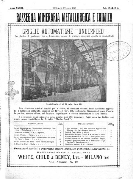 Rassegna mineraria metallurgica e chimica