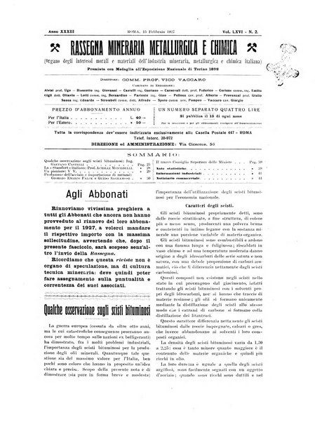 Rassegna mineraria metallurgica e chimica