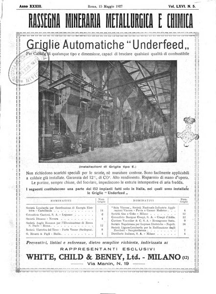 Rassegna mineraria metallurgica e chimica