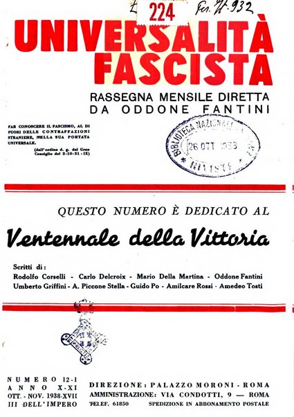 Universalità fascista rassegna mensile dell'espansione rivoluzionaria e della vita universitaria