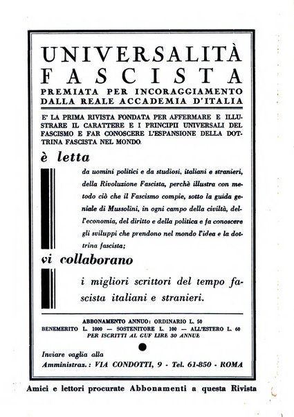 Universalità fascista rassegna mensile dell'espansione rivoluzionaria e della vita universitaria