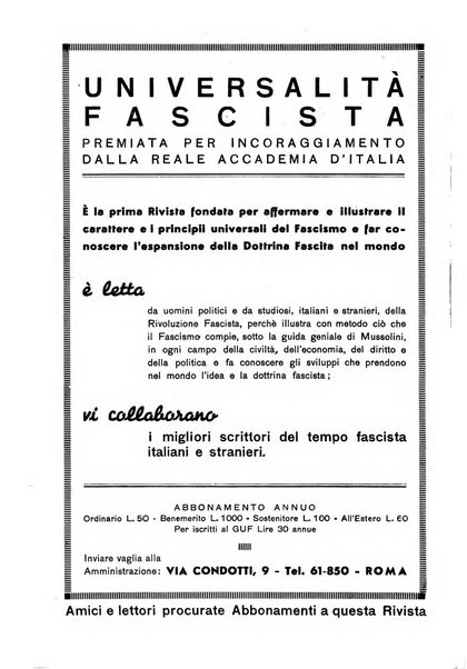 Universalità fascista rassegna mensile dell'espansione rivoluzionaria e della vita universitaria