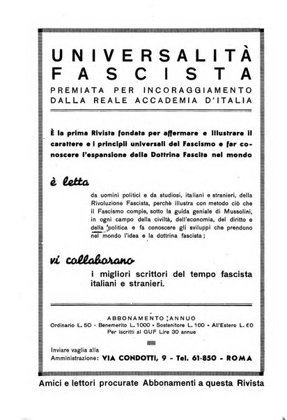 Universalità fascista rassegna mensile dell'espansione rivoluzionaria e della vita universitaria