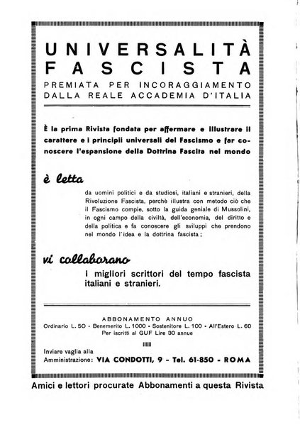 Universalità fascista rassegna mensile dell'espansione rivoluzionaria e della vita universitaria