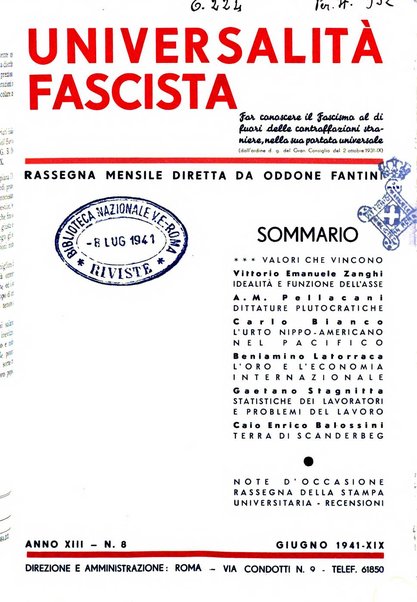 Universalità fascista rassegna mensile dell'espansione rivoluzionaria e della vita universitaria