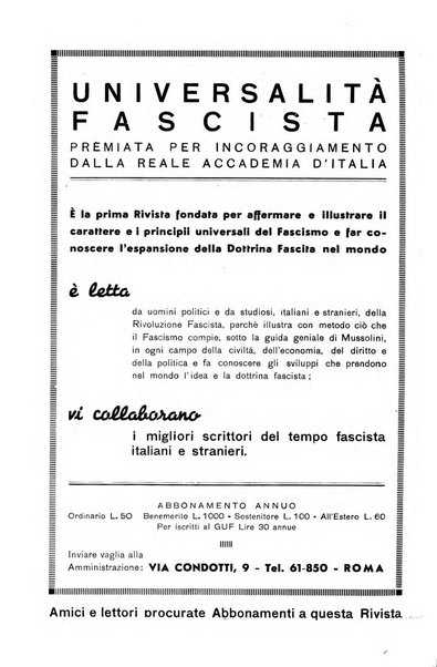 Universalità fascista rassegna mensile dell'espansione rivoluzionaria e della vita universitaria