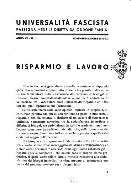 Universalità fascista rassegna mensile dell'espansione rivoluzionaria e della vita universitaria