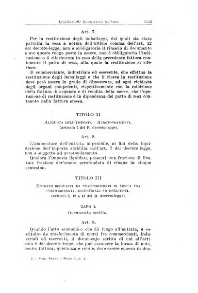 Rassegna di legislazione finanziaria italiana ed estera e notiziario statistico