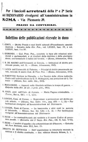 Il dizionario penale rassegna completa di giurisprudenza e dottrina. Parte prima, Codici