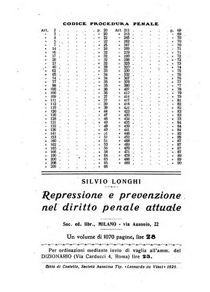 Il dizionario penale rassegna completa di giurisprudenza e dottrina. Parte prima, Codici