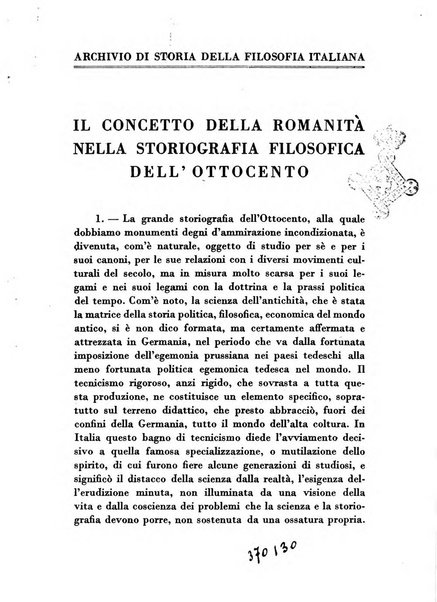 Archivio di storia della filosofia italiana organo della Società filosofica italiana