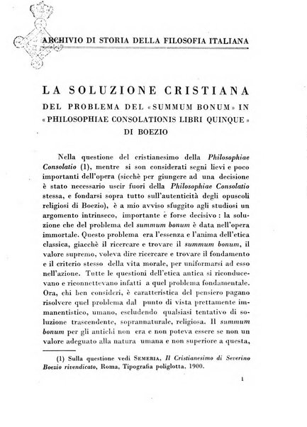 Archivio di storia della filosofia italiana organo della Società filosofica italiana