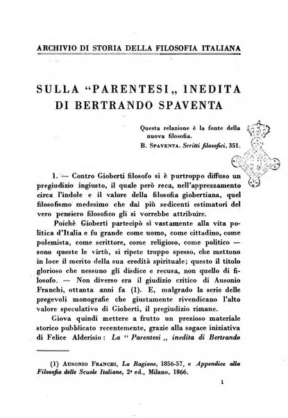 Archivio di storia della filosofia italiana organo della Società filosofica italiana