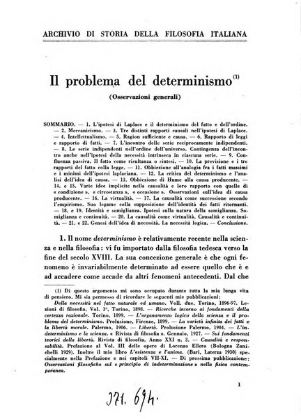 Archivio di storia della filosofia italiana organo della Società filosofica italiana