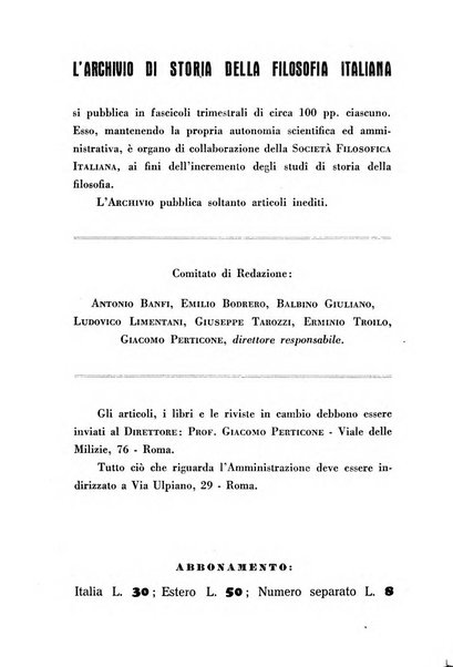 Archivio di storia della filosofia italiana organo della Società filosofica italiana