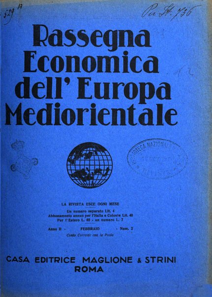 Rassegna economica dell'Europa mediorientale organo ufficiale dell'Istituto nazionale per l'espansione economica italiana all'estero