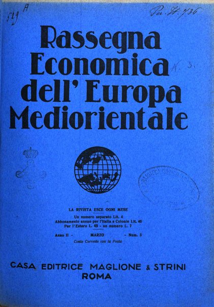 Rassegna economica dell'Europa mediorientale organo ufficiale dell'Istituto nazionale per l'espansione economica italiana all'estero