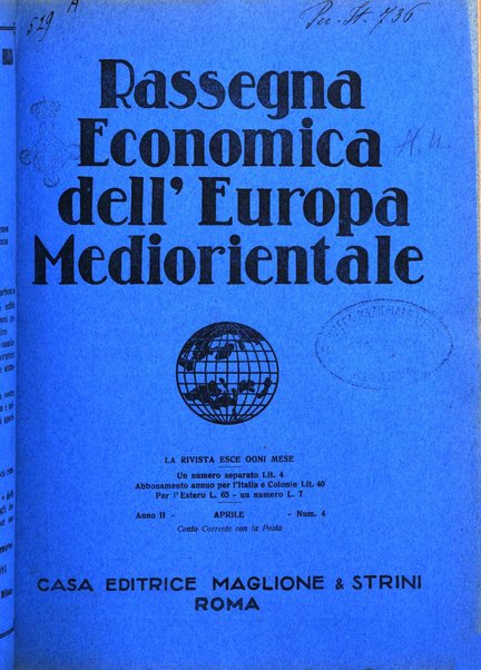 Rassegna economica dell'Europa mediorientale organo ufficiale dell'Istituto nazionale per l'espansione economica italiana all'estero