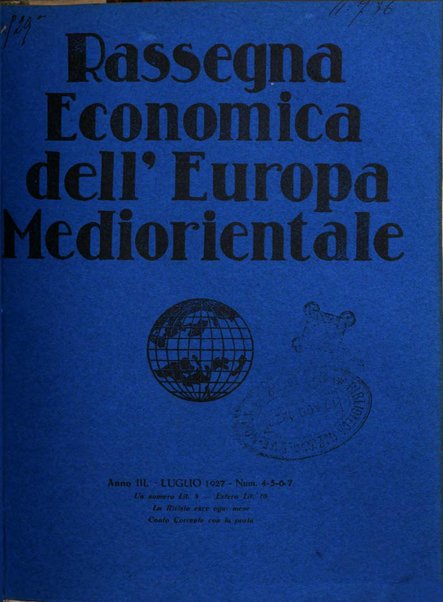 Rassegna economica dell'Europa mediorientale organo ufficiale dell'Istituto nazionale per l'espansione economica italiana all'estero