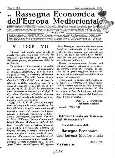 Rassegna economica dell'Europa mediorientale organo ufficiale dell'Istituto nazionale per l'espansione economica italiana all'estero