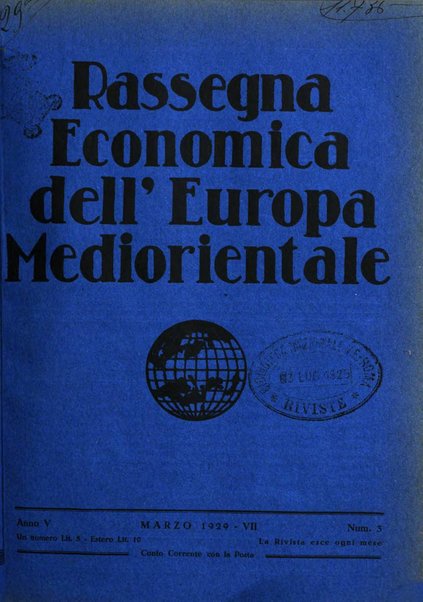 Rassegna economica dell'Europa mediorientale organo ufficiale dell'Istituto nazionale per l'espansione economica italiana all'estero