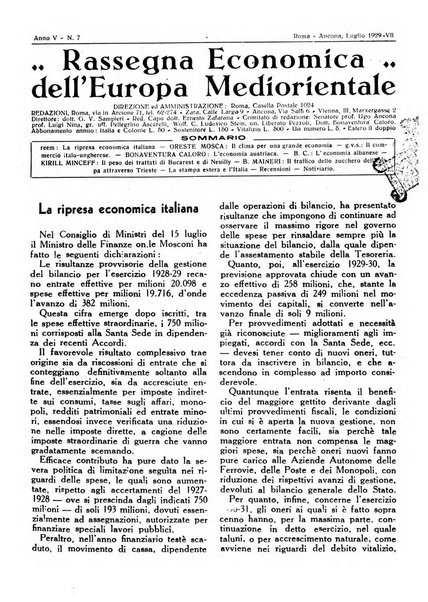 Rassegna economica dell'Europa mediorientale organo ufficiale dell'Istituto nazionale per l'espansione economica italiana all'estero