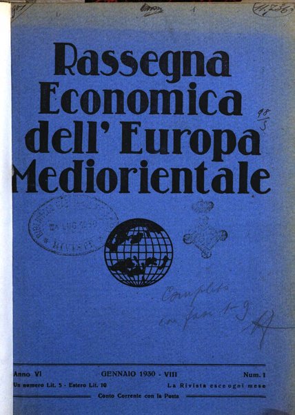 Rassegna economica dell'Europa mediorientale organo ufficiale dell'Istituto nazionale per l'espansione economica italiana all'estero