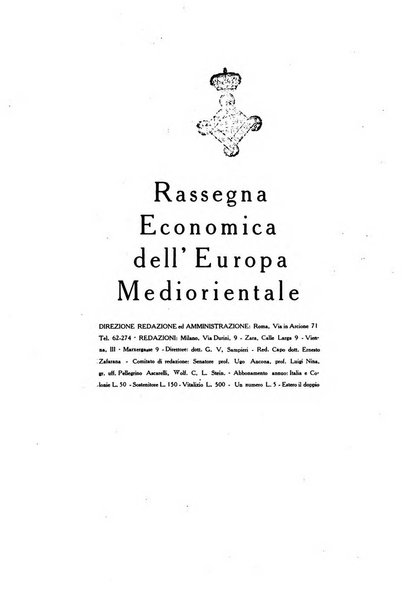 Rassegna economica dell'Europa mediorientale organo ufficiale dell'Istituto nazionale per l'espansione economica italiana all'estero