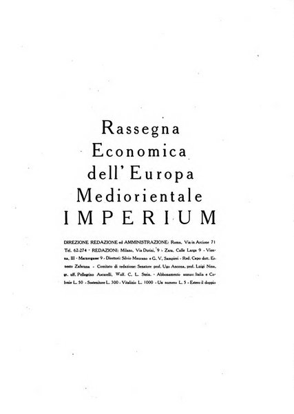 Rassegna economica dell'Europa mediorientale organo ufficiale dell'Istituto nazionale per l'espansione economica italiana all'estero