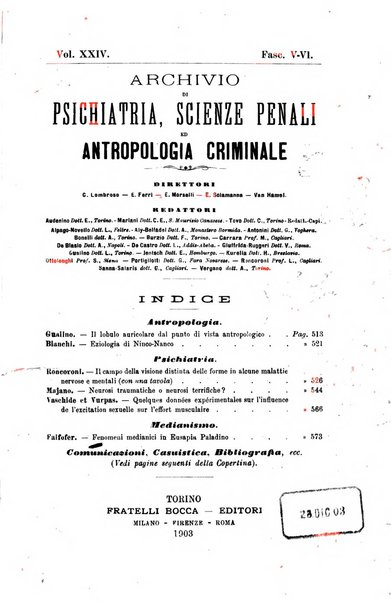 Archivio di psichiatria, scienze penali ed antropologia criminale