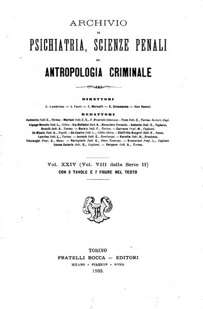 Archivio di psichiatria, scienze penali ed antropologia criminale